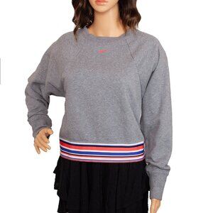 Nike Women's Gray Sweatshirt in Gray with Rainbow Hem